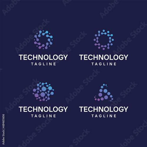 analytic, cyber, data, pixel, dot technology logo design inspirations