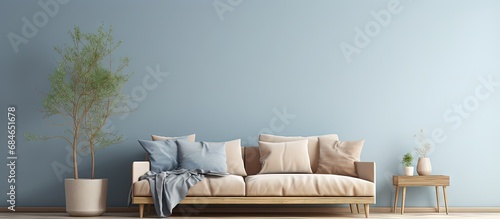 Beige and blue create a bea...
