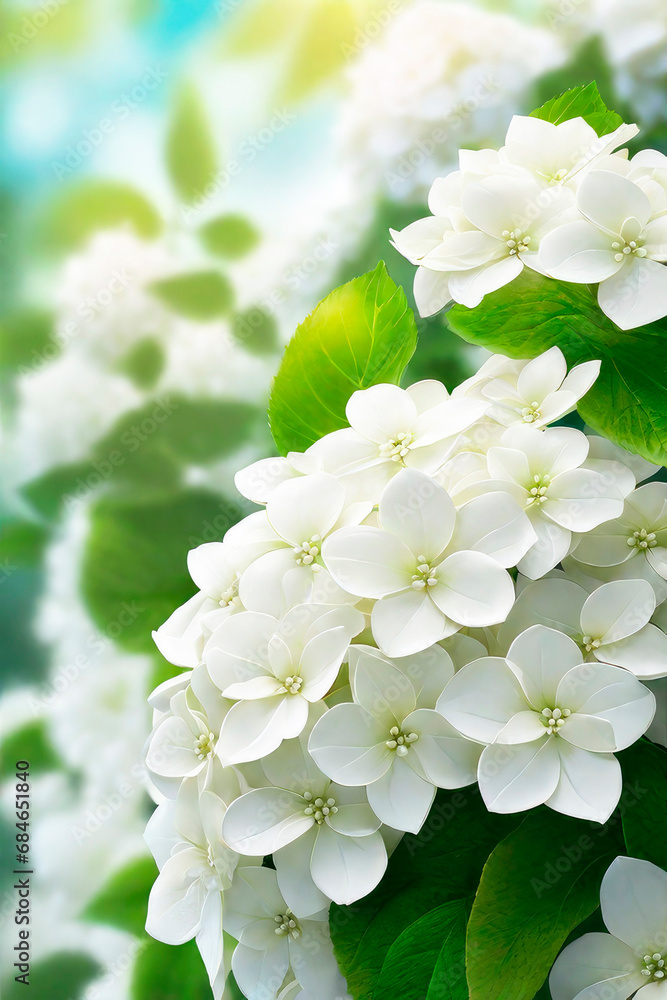 Spring background with beautiful white hydrangea. Spring background with beautiful white hydrangea.