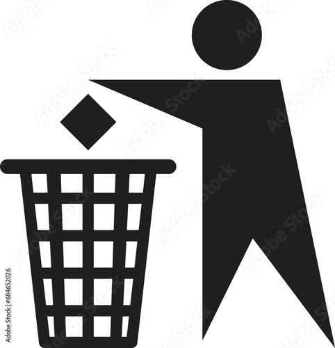 Man throwing garbage icon . Recycling sign icon vector . Do not litter sign