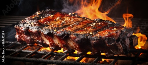 Charcoal grilled ribs ruined from overcooking copy space image