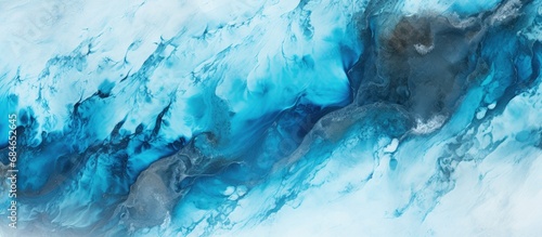 Aerial view of Iceland s blue glacier river copy space image