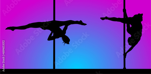 pole dance, ilustración, silueta, vector, mujer, baile