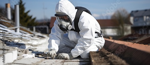 Conducting asbestos testing in compliance with NF X 46 020 standard copy space image photo