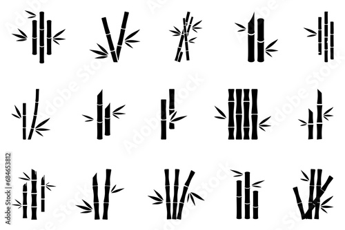 Bamboo plant silhouette collection. Set of bamboo icon symbol template photo