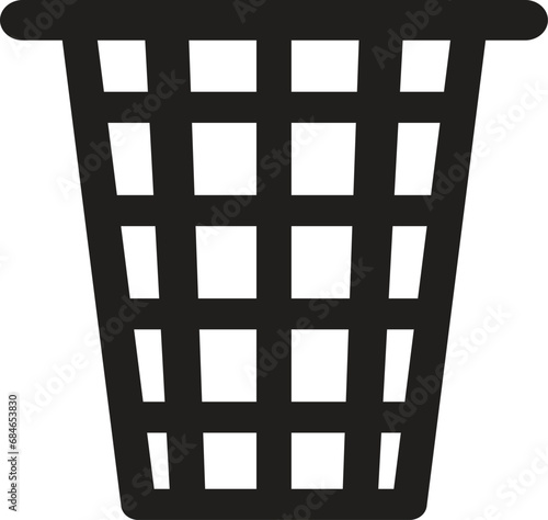 Black plastic box . Office trash basket icon . Trash icon vector . Garbage bin icon photo