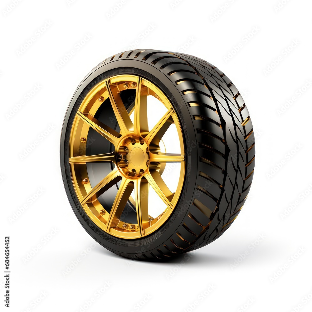 Fototapeta premium 3d Car tire isolated in white background. 