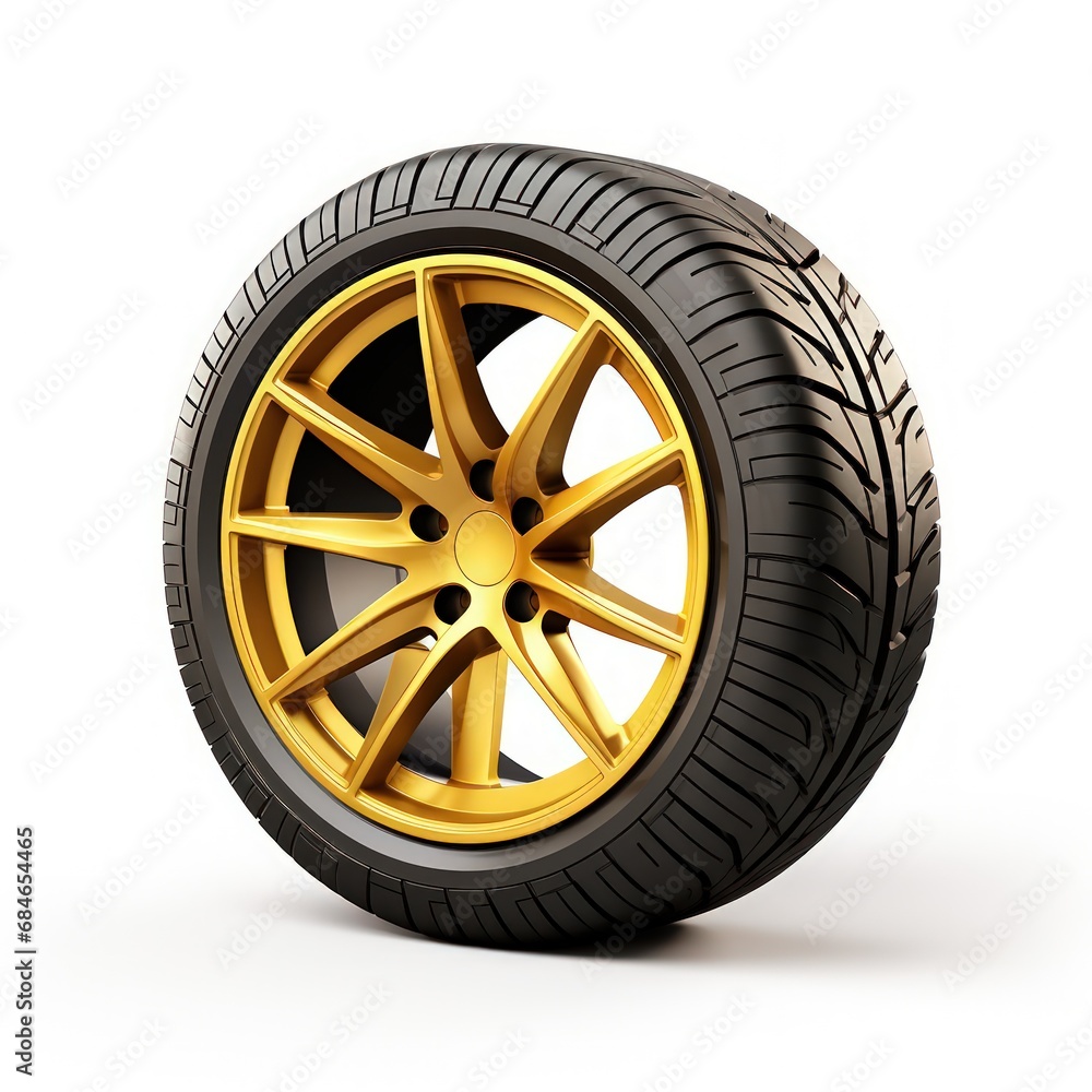 3d Car tire isolated in white background. 
