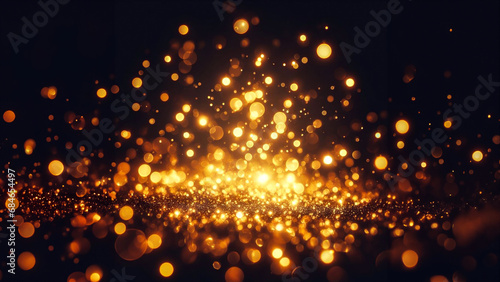 Bokeh de lumières dorées sur fond noir  photo