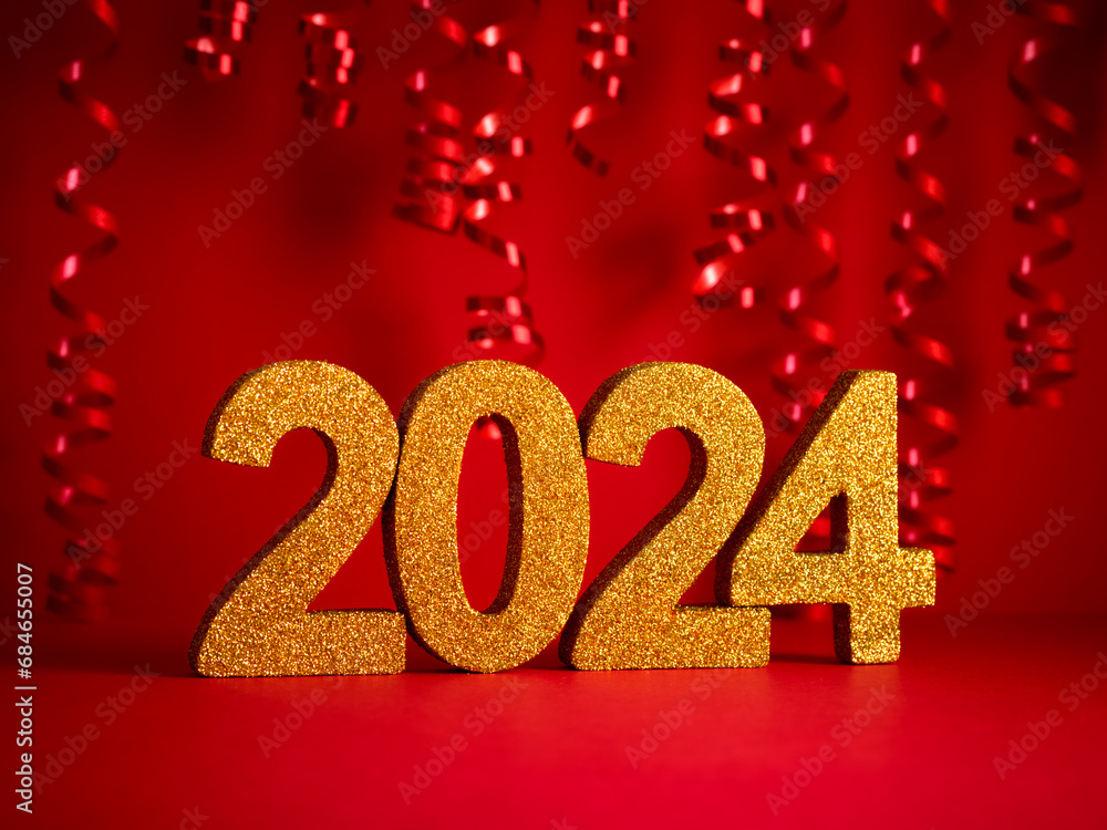 merry Christmas and happy new year 2024 red background merry Christmas and happy new year 2024 red background