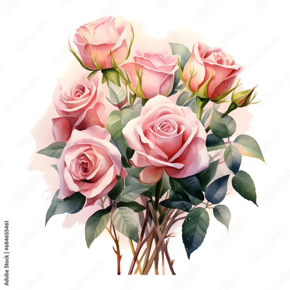 Rose, Flowers, Watercolor illustrations