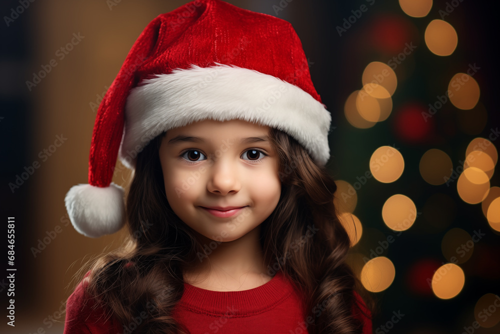 Little kid with Christmas hat Little kid with Christmas hat