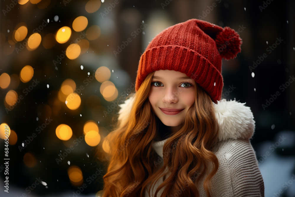Young pretty redhead woman with christmas hat Young pretty redhead woman with christmas hat