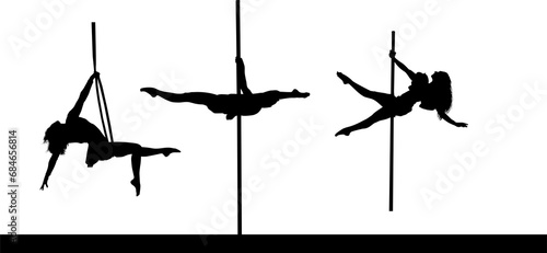 pole dance, ilustración, silueta, vector, mujer, baile
