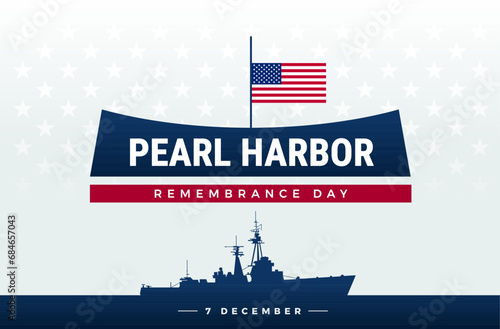 Pearl Harbor day attack memorial background - Pearl Harbor Remembrance Day white background. Vector Illustration photo
