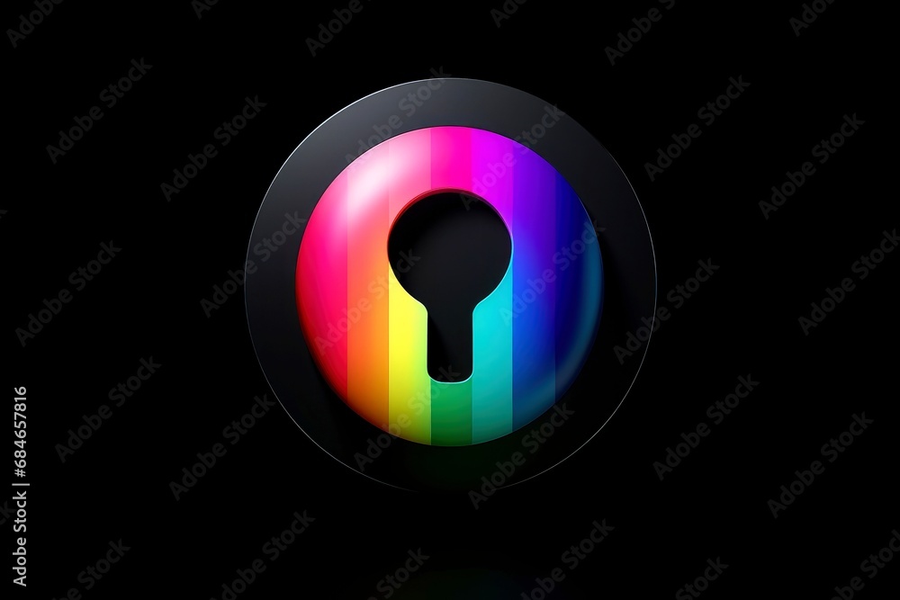 Abstract colorful neon padlock on black background Abstract colorful neon padlock on black background