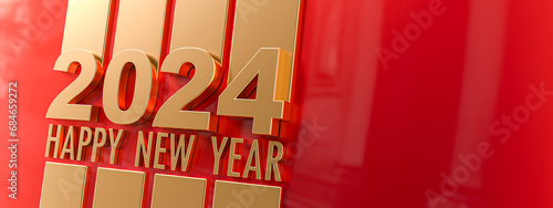 Happy New Year 2024 in gold...