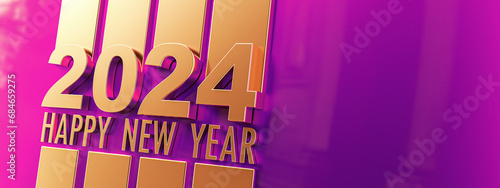 Happy New Year 2024 in gold...