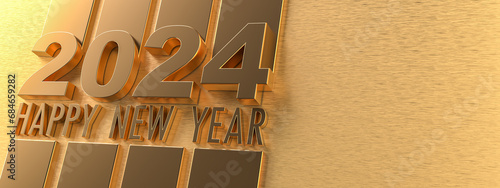 Happy New Year 2024 in gold