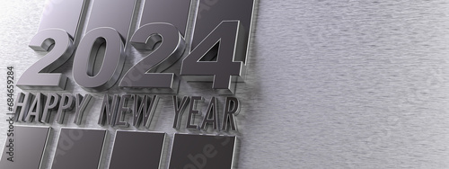 Happy New Year 2024 in silv...