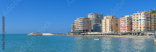 Obraz na płótnie Durres Beachfront and Promenade at a sunny Day, Albania w salonie