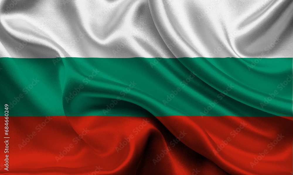 High detailed flag of Bulgaria. National Bulgaria flag. Europe. 3D illustration.