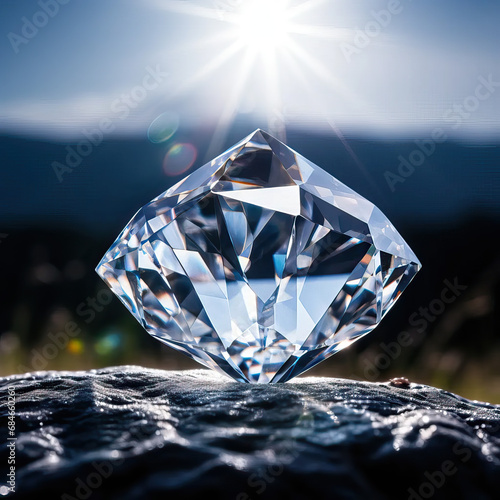 Macro close-up shot of diamond coruscating