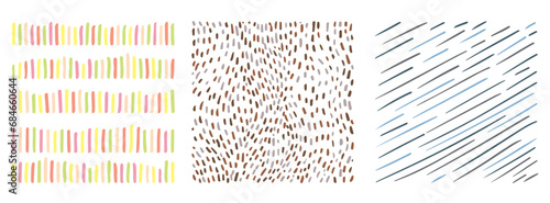 Small dash pattern Dotted lines texture. Candi chocolate color vector hatching doodle organic shapes. Short line dashes Brush hand drawn random strokes Fashion simple retro print design Illustration