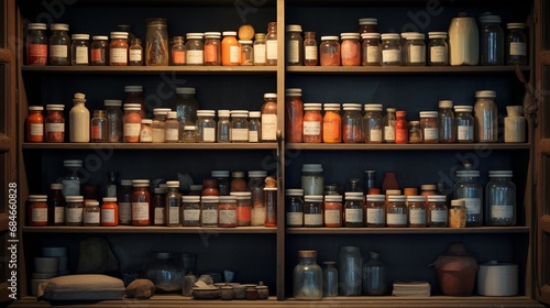A well-stocked medicine cabinet with essential healthcare items.