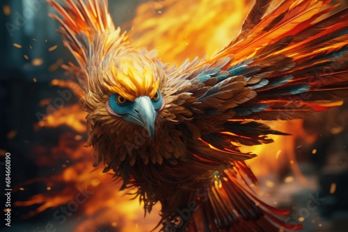 Bird Flying with Fiery Background © Ева Поликарпова