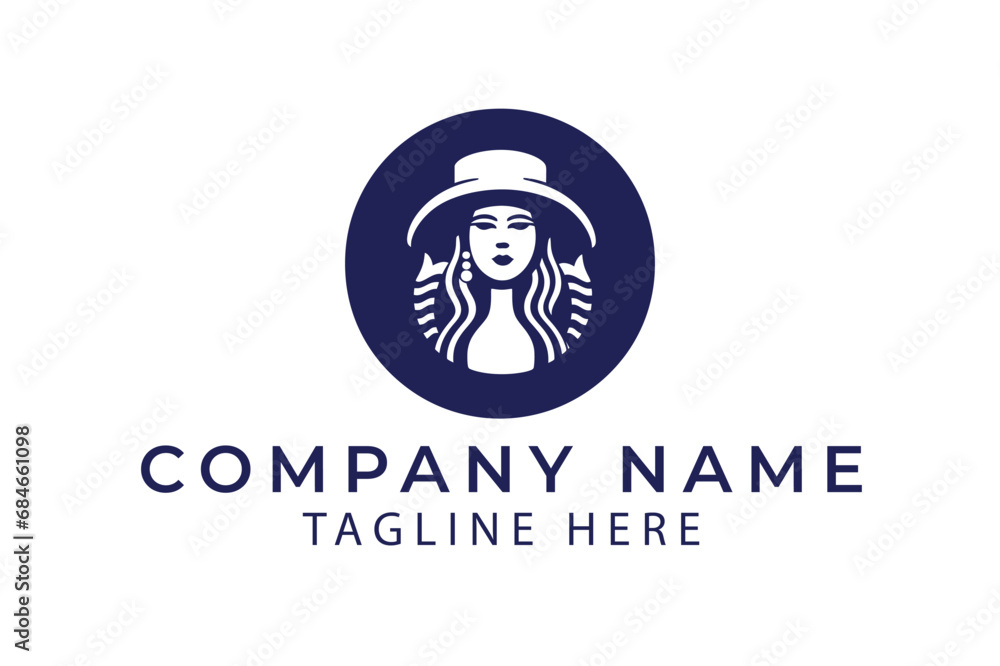 New fashion logo,  girl with hat, Boutique designs logo