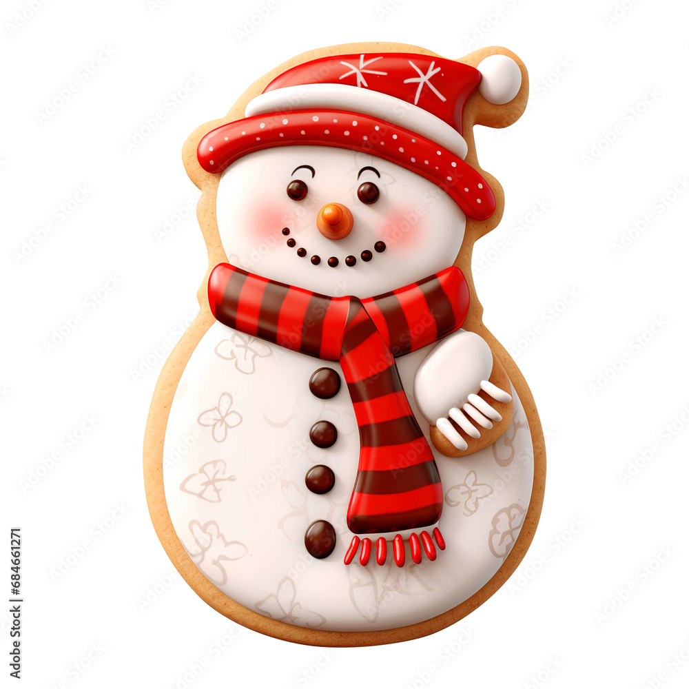 Christmas Snowman Cookie isolated on transparent background Remove png
