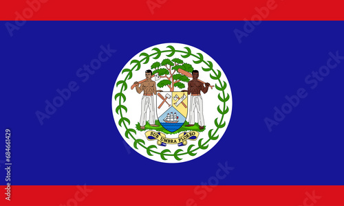 High detailed flag of Belize. National Belize flag. North America. 3D illustration.
