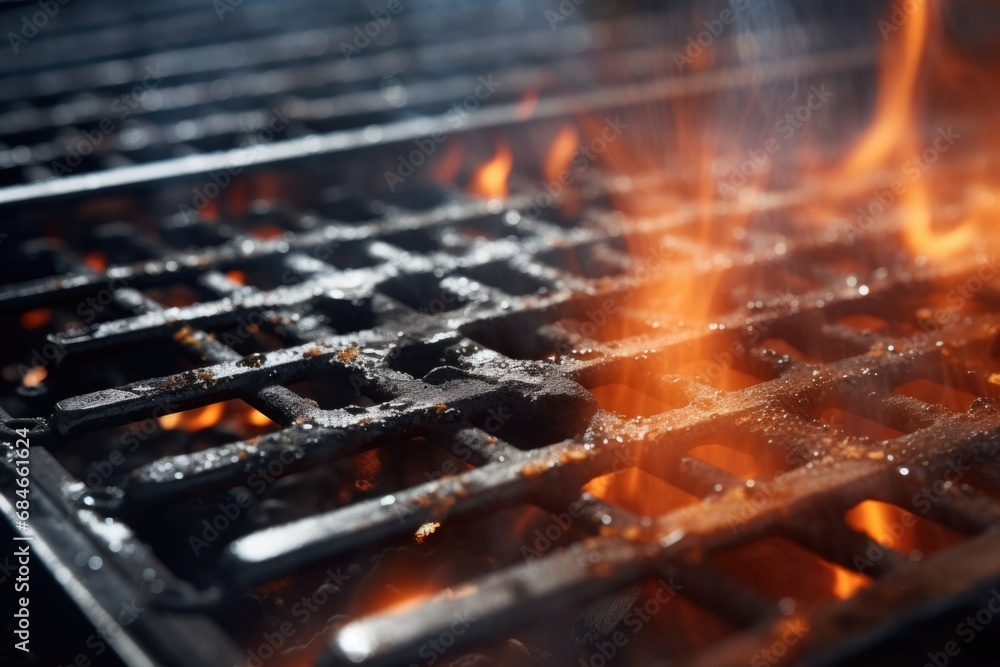 Close-Up Grill with Flames Close-Up Grill with Flames