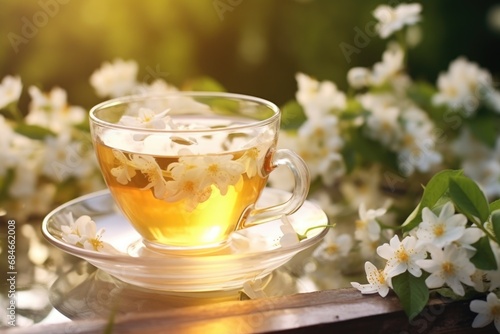 Tea Cup with Flower Background