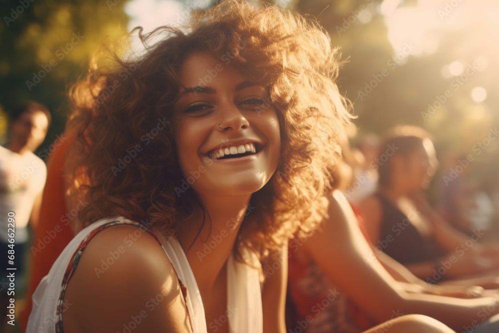 Woman Smiling on Bench Woman Smiling on Bench