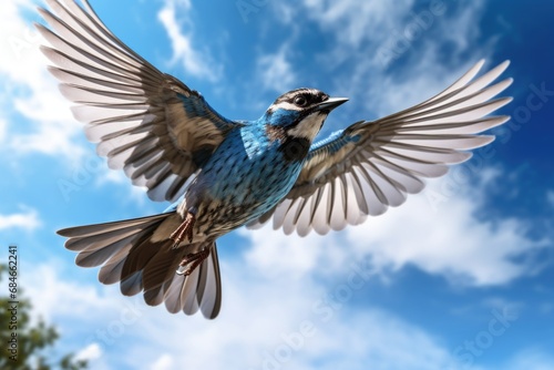 Blue Bird Flying in the Sky © Ева Поликарпова