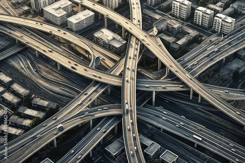 Aerial View of City Highway Intersection