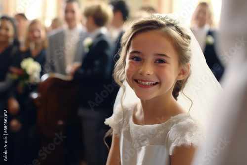 Smiling Young Bride in Wedding Dress