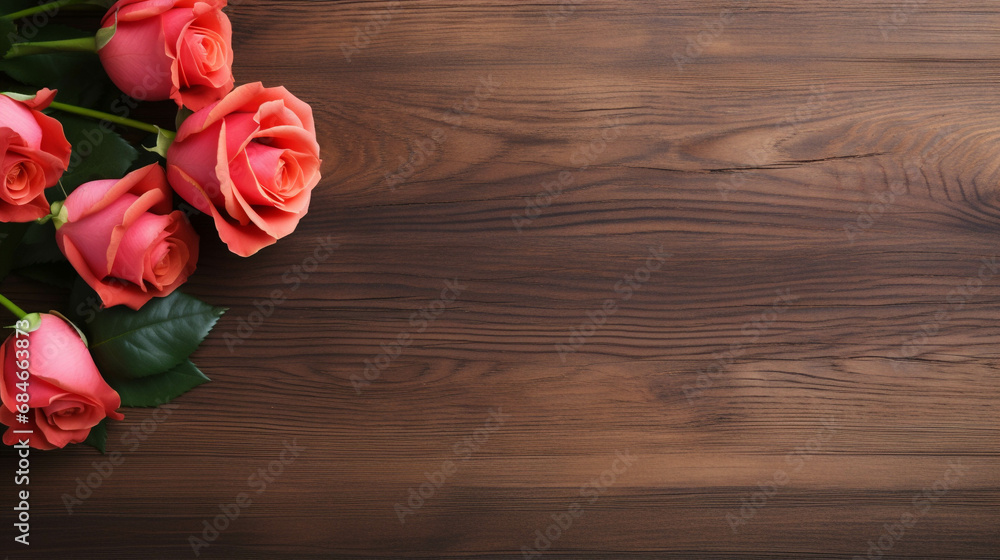 roses set on a wooden floor. roses set on a wooden floor.