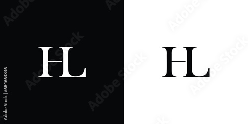 Abstract Initial Letter HL or LH Logo Design vector Template in black and white color photo