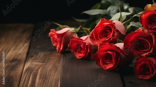 roses set on a wooden floor.