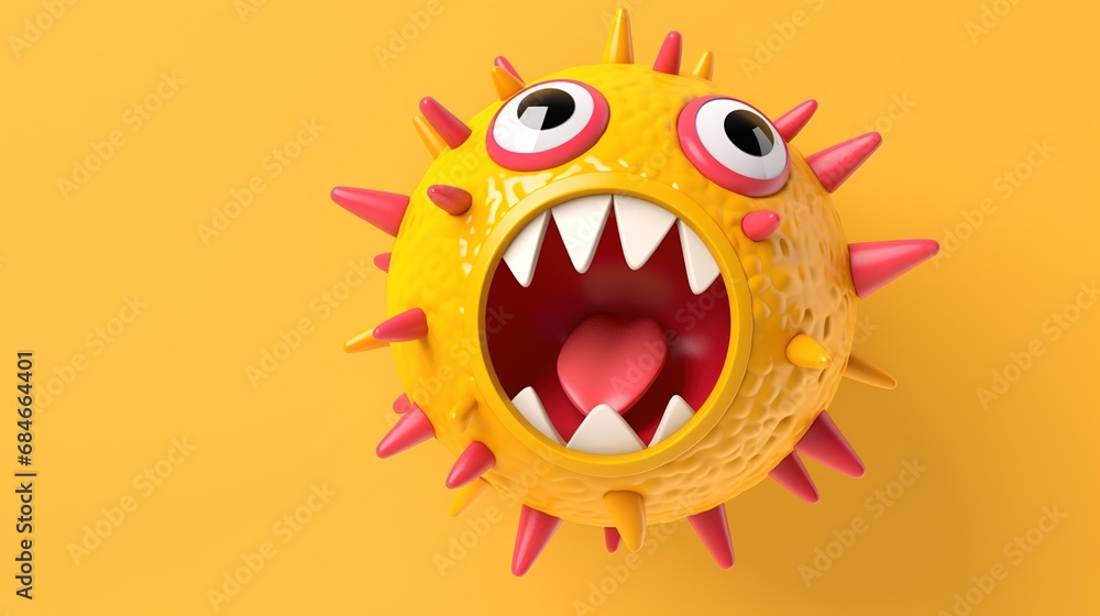 Shocked, scared or startled emoji with mouth wide open and eyes bulging. Abstract emotional face. Facial expression. Illustration for banner, poster, cover, brochure or presentation.