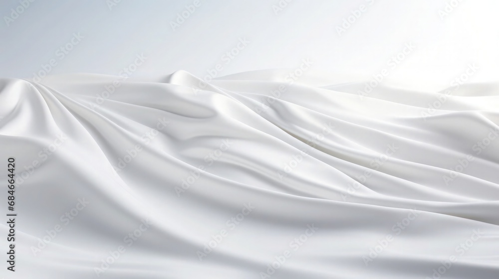 Obraz premium White Abstract Wallpaper Background Backdrop Template Flowing Wave Curves Smooth Ivory Cream Lines Plain Solid Color Beautiful Shades Gradient Shadow Light 3D Illustration Installation Collection 16:9