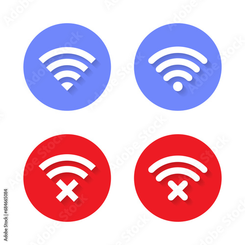 Wifi connection and disconnected wireless network icon vector in flat style