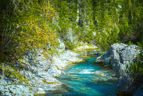 Der Lech - unber  hrte Wildflusslandschaft in Lech am Arlberg  Vorarlberg    sterreich 