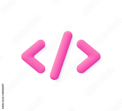 Programming code. Python or Java Api symbols. Programming and web development concept. 3d vector icon. Cartoon minimal style.
