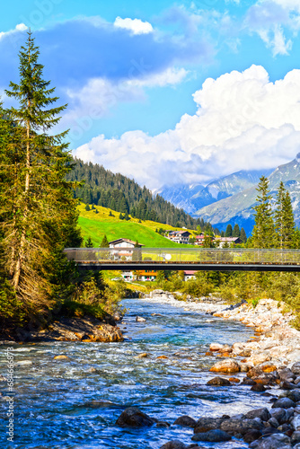 Der Lech - unberührte Wildflusslandschaft in Lech am Arlberg (Vorarlberg, Österreich) photo