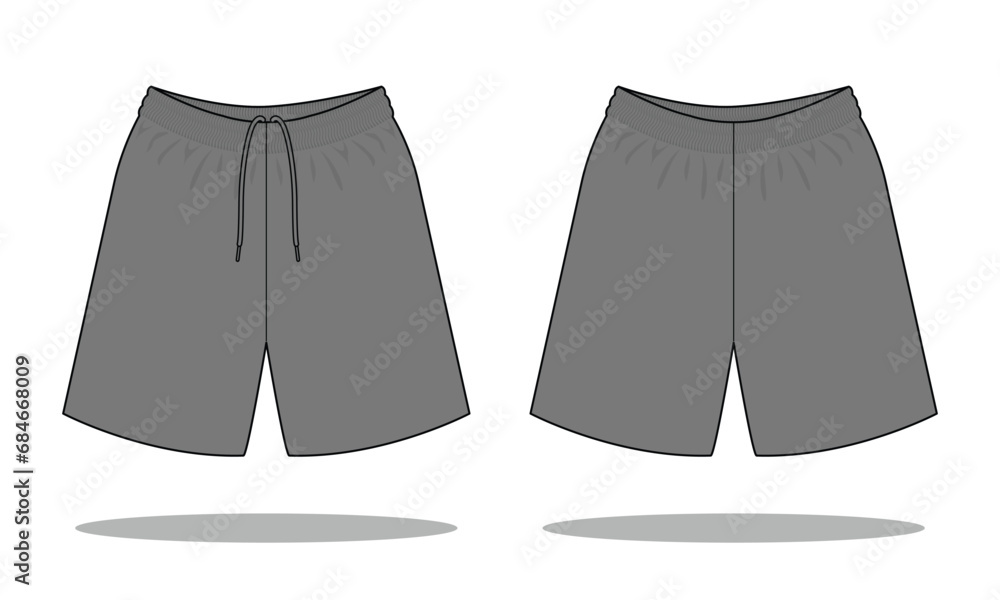 Blank Gray Soccer Short Pants Template on White Background. Front and Back View, Vector File. Blank Gray Soccer Short Pants Template on White Background. Front and Back View, Vector File.