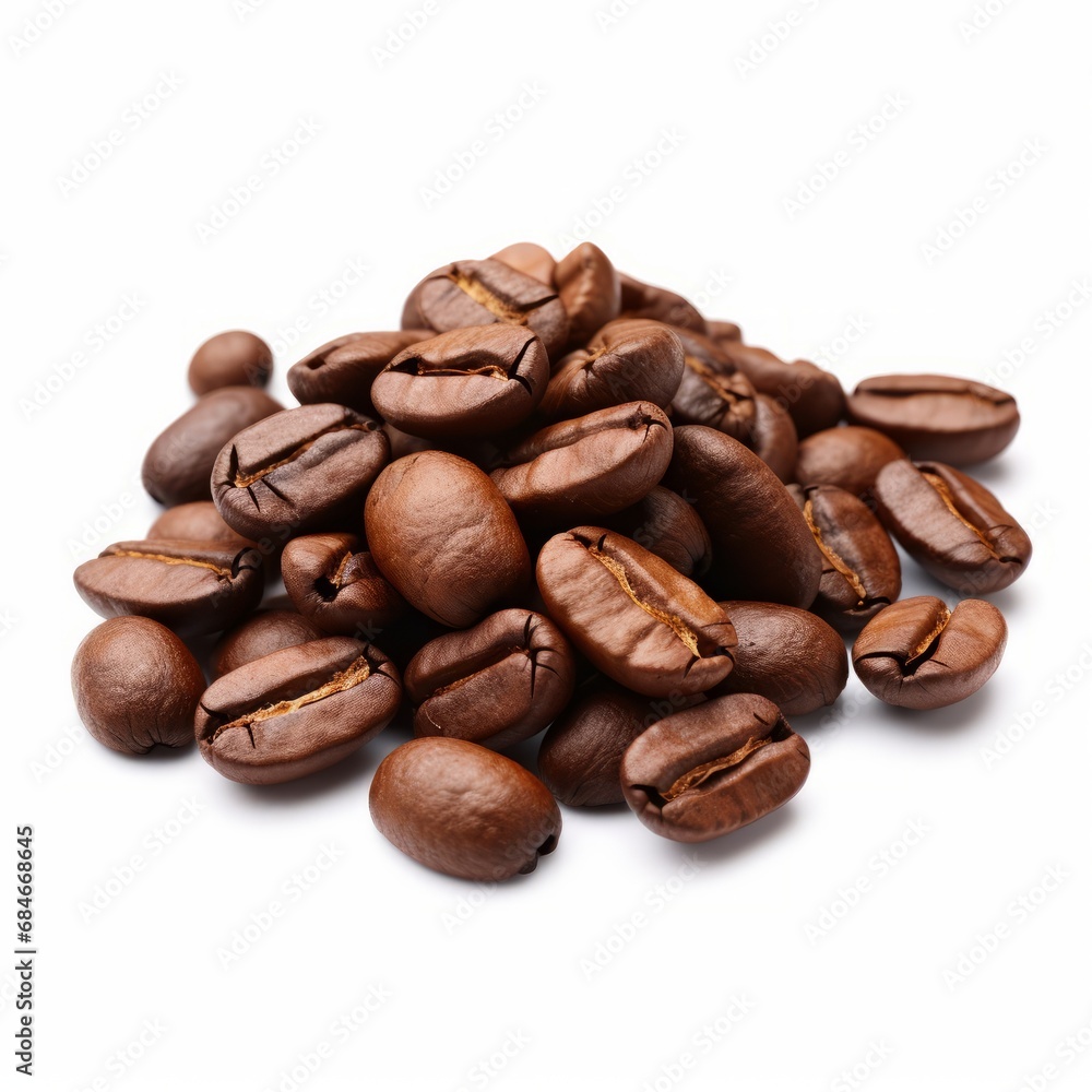 A Mountain of Aromatic Coffee Beans on a Clean, Pristine White Canvas vector art A Mountain of Aromatic Coffee Beans on a Clean, Pristine White Canvas vector art
